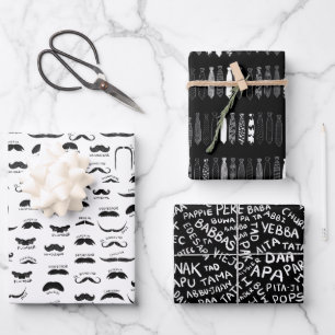 Funny Black and White Vaderdag Gift Inpakpapier Vel