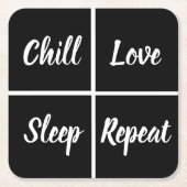 Funny Black and WhiteSqares and Words Vierkante Kartonnen Onderzetter (Voorkant)