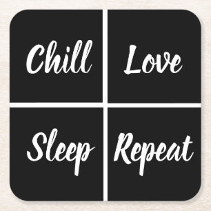 Funny Black and WhiteSqares and Words Vierkante Kartonnen Onderzetter