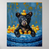 Funny Black Bear Rubber Duck Pool Poster (Voorkant)