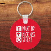 Funny Black Belt Martial Arts Wake Up Kick Herhale Sleutelhanger (Voorkant)