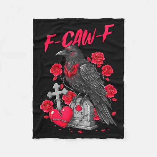 Funny Black Bird F-caw-f Anti Valentines Day Singl Fleece Deken (Voorkant)