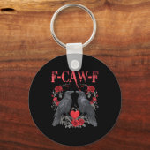 Funny Black Bird F-caw-f Anti Valentines Day Singl Sleutelhanger (Voorkant)