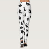 Funny Black Cat Cartoon Pattern Leggings (Dos)