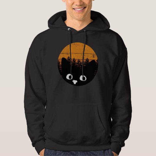 Funny Black Cat Cat Retro Design Hoodie (Voorkant)