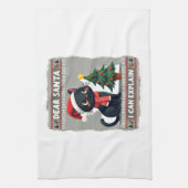 Funny Black Cat Christmas Dear Santa, I Can Explai Theedoek (Verticaal)