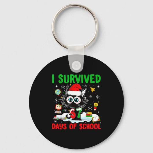 Funny Black Cat Christmas I Survived 67 Days Of Sc Sleutelhanger (Voorkant)