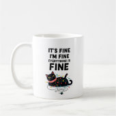 Funny Black Cat Christmas Lights Mug (Gauche)
