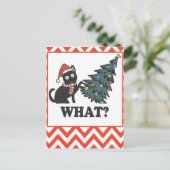Funny Black Cat Christmas Tree carte postale (Debout devant)