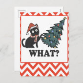 Funny Black Cat Christmas Tree carte postale (Devant / Derrière)