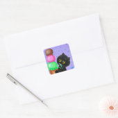 Funny Black Cat Creationarts Square Sticker (Envelop)