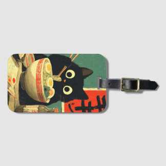 Funny Black Cat Eating Ramen Bagagelabel