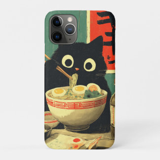 Funny Black Cat Eating Ramen iPhone 11 Pro Hoesje