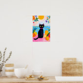 Funny Black Cat Fresh Fruit and Sea Poster (Keuken)