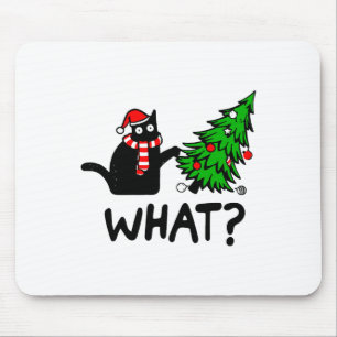 Funny Black Cat Gift met kerstboom over C Muismat