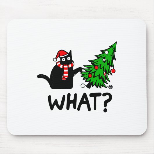 Funny Black Cat Gift met kerstboom over C Muismat (Voorkant)