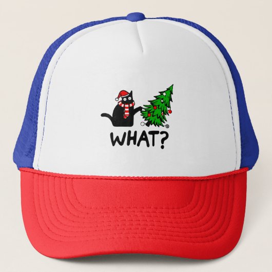 Funny Black Cat Gift met kerstboom over C Trucker Pet (Voorkant)
