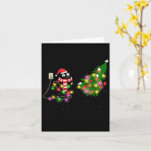 Funny Black Cat Gift Pushing Christmas Tree Over C Kaart (Gele Bloem)