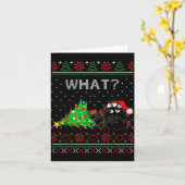 Funny Black Cat Gift Pushing Christmas Tree Over C Kaart (Gele Bloem)