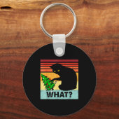 Funny Black Cat Gift Pushing Christmas Tree Over C Sleutelhanger (Voorkant)