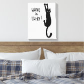 Funny Black Cat Hanging On | Wacht even. Canvas Afdruk (Insitu (Slaapkamer))