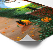 Funny Black Cat Haunted House Treationarts Poster (Hoek)