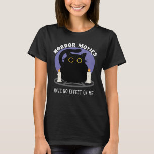 Funny Black Cat houdt van Horror Movie T-shirt