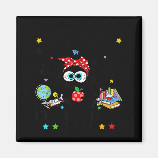 Funny Black Cat I Survived 67 Days Of School I'm F Magneet (Voorkant)