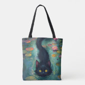 Funny Black cat is swimming  Draagtas (Achterkant)