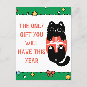Funny Black Cat kerstboom Briefkaart