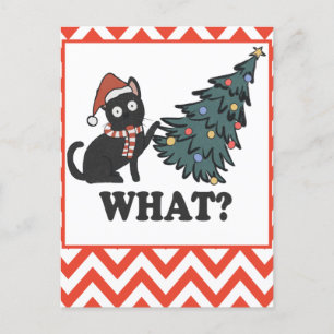 Funny Black Cat kerstboom Briefkaart