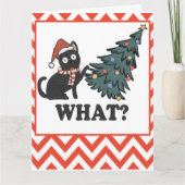 Funny Black Cat kerstboom Kaart (Voorkant)