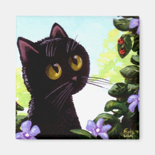Funny Black Cat Ladybug Art Creationarts Magneet