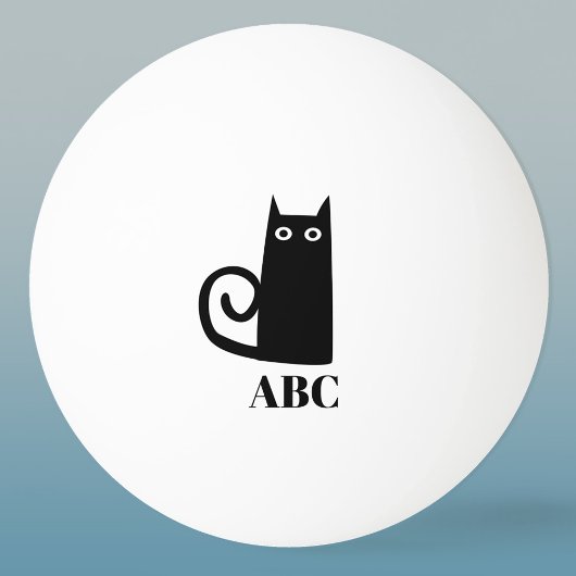 Funny Black Cat Monogram Pingpongballen