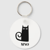 Funny Black Cat Monogram Sleutelhanger (Achterkant)