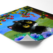 Funny Black Cat Mouse Cherries Creationarts Poster (Hoek)