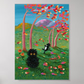 Funny Black Cat Mouse Treat Creationarts Poster (Voorkant)