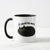 Funny Black Cat optimistisch, goede vibes, sarcast Mok (Links)
