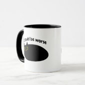 Funny Black Cat optimistisch, goede vibes, sarcast Mok (Voorkant links)