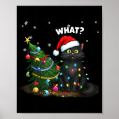 Funny Black Cat Pushing Christmas Tree  Poster (Voorkant)