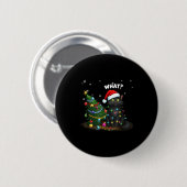 Funny Black Cat Pushing Christmas Tree  Ronde Button 5,7 Cm (Voorkant /achterkant)