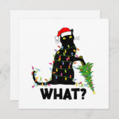 Funny Black Cat Pushing-kerstboom over Cat Ch Bedankkaart (Voorkant / Achterkant)