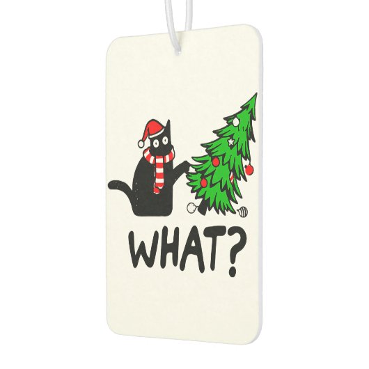 Funny Black Cat Pushing-kerstboomklep Luchtverfrisser (Links)