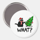 Funny Black Cat Pushing-kerstboomklep Magneet (Voorkant / Achterkant)