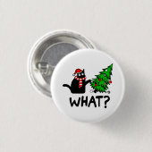 Funny Black Cat Pushing-kerstboomklep Ronde Button 3,2 Cm (Voorkant /achterkant)