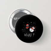 Funny Black Cat Pushing Snowman Christmas Winter C Ronde Button 5,7 Cm (Voorkant /achterkant)