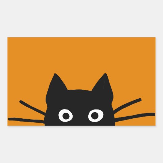 Funny Black Cat Rechthoekige Sticker (Voorkant)
