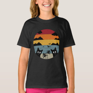 Funny Black Cat Retro Style T-shirt