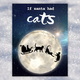 Funny Black cat Santa Kerstfeestay Briefkaart