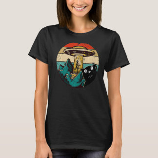 Funny Black Cat Selfie met Alien Retro Sarcastic T-shirt